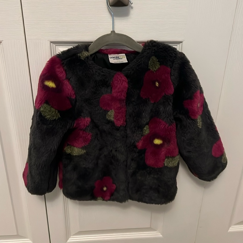 Toddler Floral Faux Fur Coat
